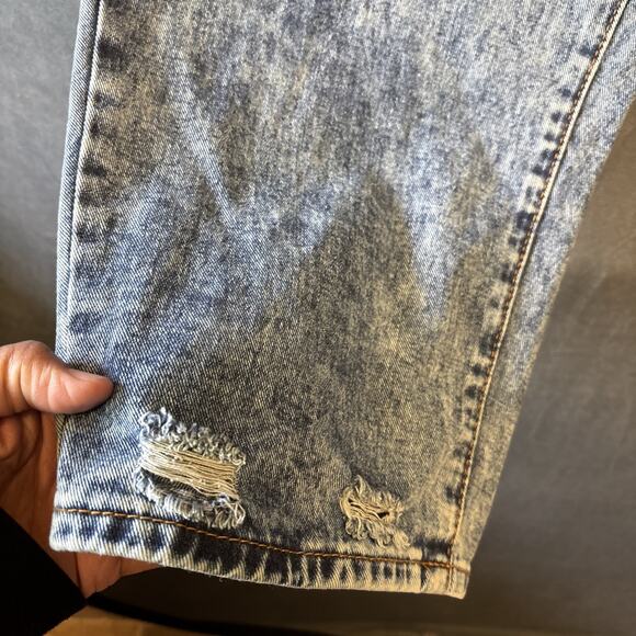 Shein Curve Distressed Mom Jeans Womens 2XL (actual 36x24.5) Blue Denim Zip Fly - Picture 5 of 12